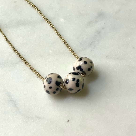 Polymer Clay Handmade Beaded Necklace Dalmatian Jasper - Picture 3 of 4